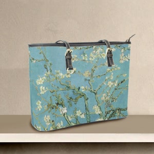 Fleur d'amandier de Van Gogh | fourre-tout en cuir végétalien | Sac à main élégant et élégant | Porte-monnaie tendance | Sac à bandoulière unique pour femme