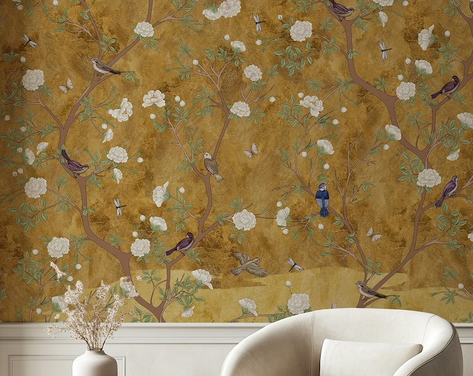 Golden Chinoiserie Wallpaper