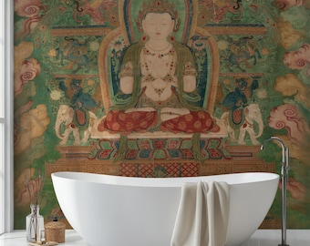 Buddhist Wallpaper Mural, Tibetan Thangka Art Wall Decor