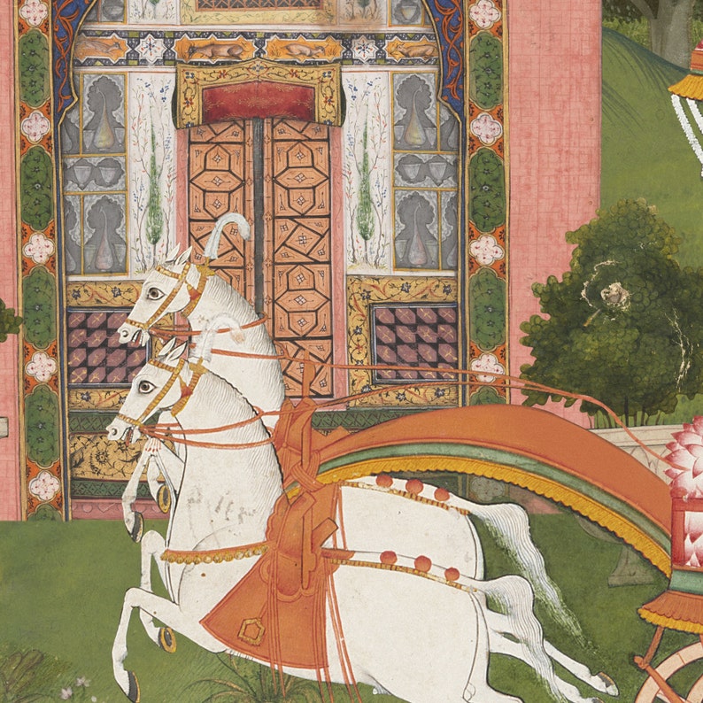 Indian Forest Wallpaper, verwijderbare Peel and Stick muurschildering of traditioneel vliesbehang, India Mughal Design, Indian Summer, muur sticker afbeelding 4