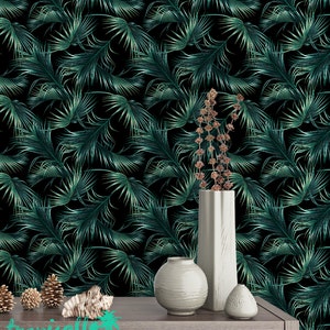 Palm Leaf Wallpaper - Removable Wallpapers - Floral Tropical Wallpaper - Self Adhesive Jungle Wall Decal - Temporary Peel and Stick Wall Art