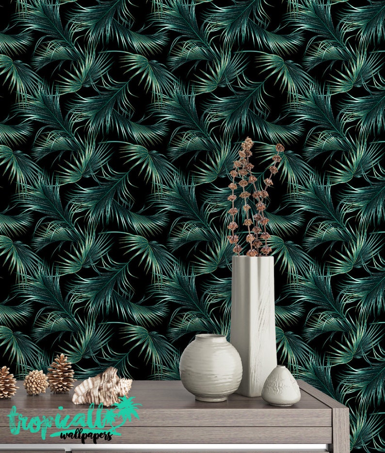 Palm Leaf Wallpaper Removable Wallpapers Floral Tropical Etsy Ireland