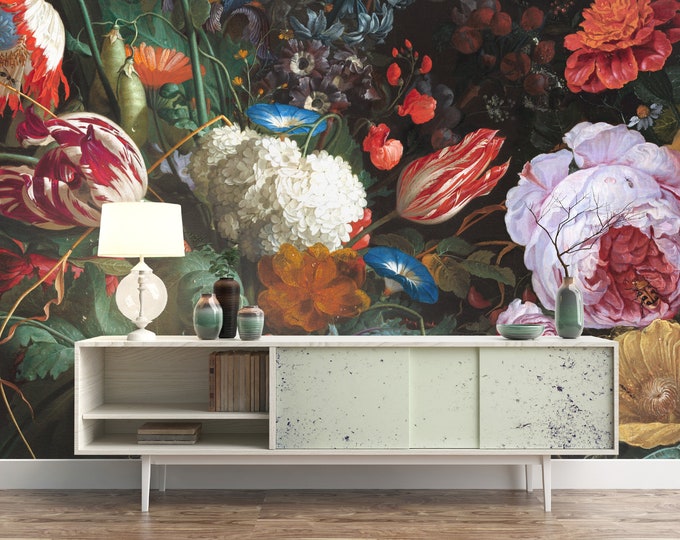 Dark Dutch Floral Mural