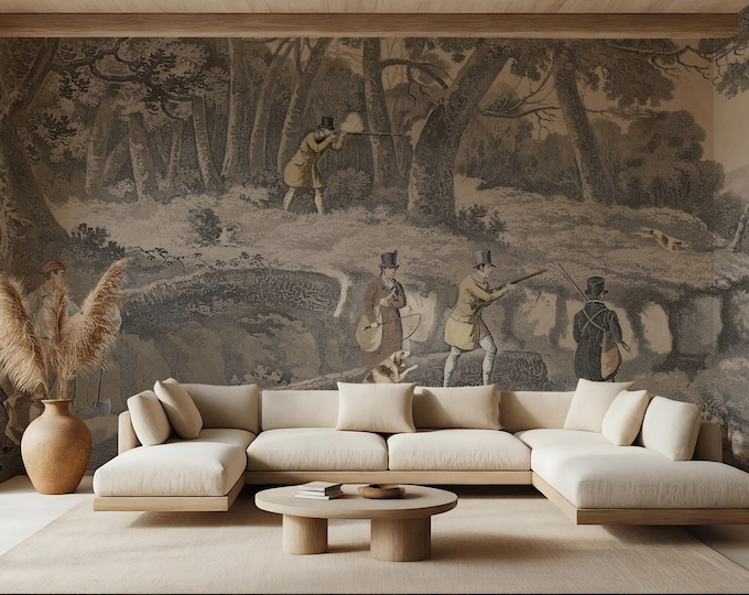 Vintage Hunting Scene