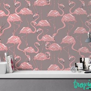 Flamingo Pink Wallpaper - Carte da parati rimovibili - Flamingo Print Wallpaper - Adesivo murale autoadesivo - Temporary Peel and Stick Wall Art