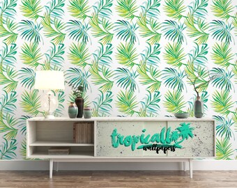 Palm Leaf Removable Wallpaper: Tropical Plant Wall Decor
