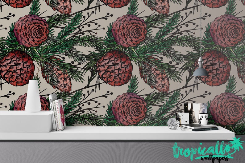 Winter Plants and Flower Wallpaper Winter Pines Wallpaper Removable Wallpaper Tropical Wallpaper Exotic Wall Sticker