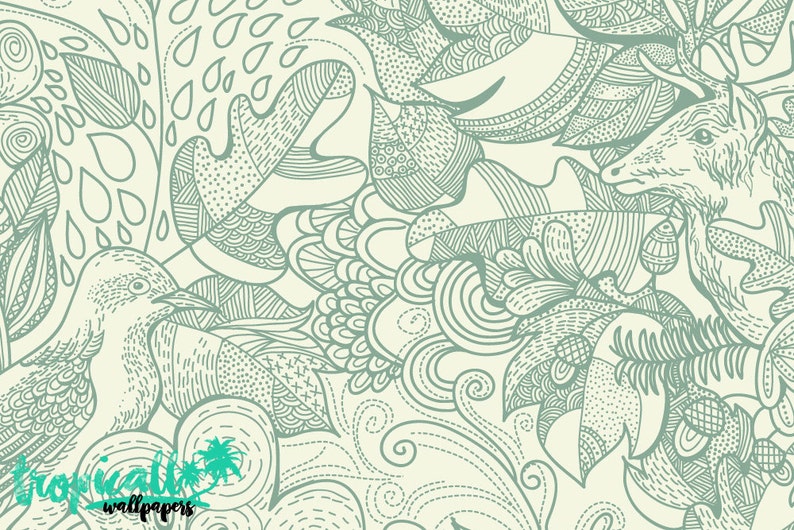 Forest Animals Pattern Wallpaper Removable Wallpaper Etsy