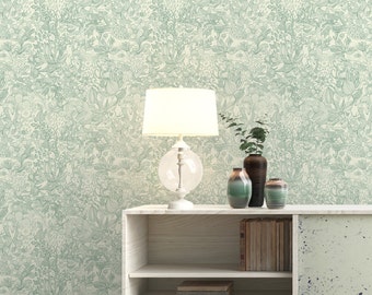 Forest Animals Wallpaper: Exotic Plants, Peel and Stick Removable Wall Sticker
