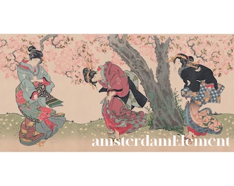 Geisha Woodblock Wallpaper