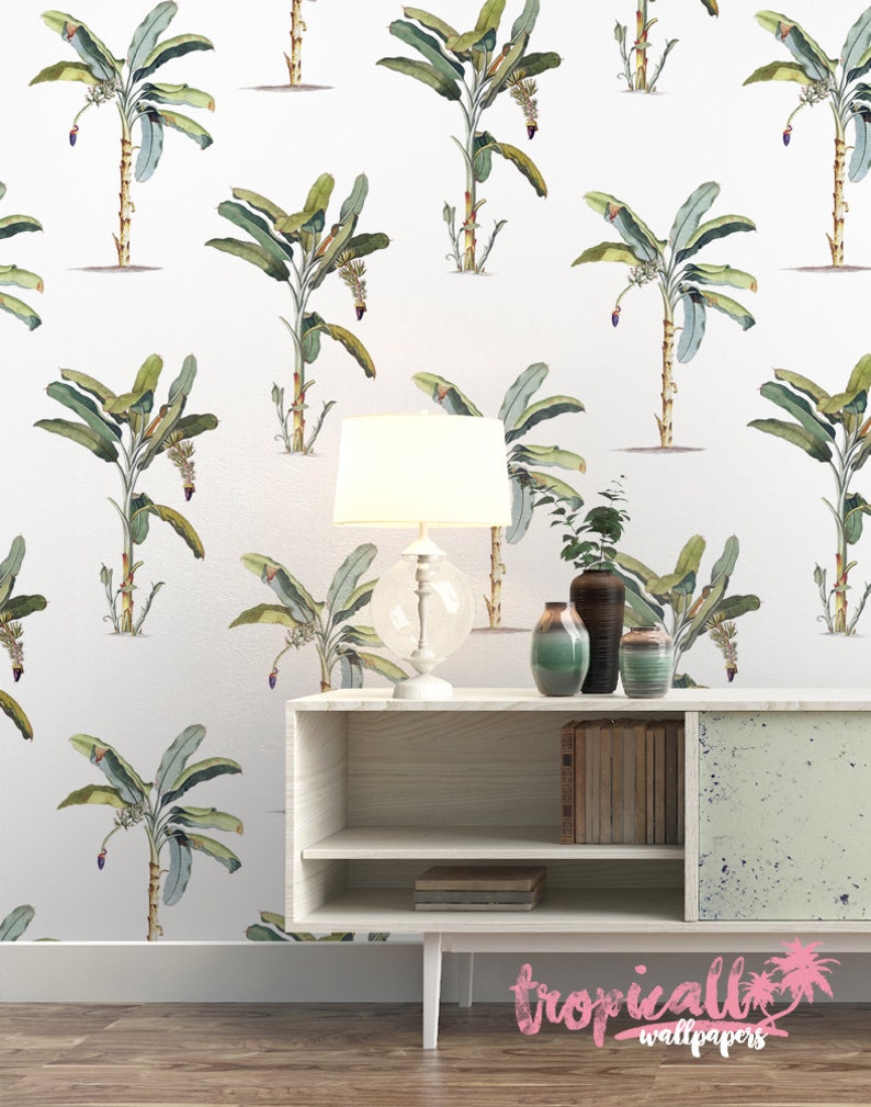 Banana Leaf Wallpaper Removable Wallpapers Floral Banana | Etsy