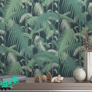 Palm Leaf Wallpaper - Removable Wallpapers - Floral Tropical Wallpaper - Self Adhesive Jungle Wall Decal - Temporary Peel and Stick Wall Art