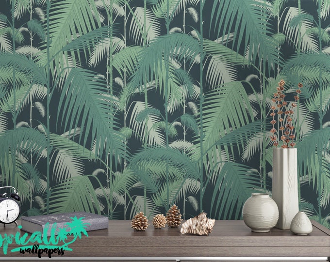 Palm Leaf Wallpaper - Removable Wallpapers - Floral Tropical Wallpaper - Self Adhesive Jungle Wall Decal - Temporary Peel and Stick Wall Art