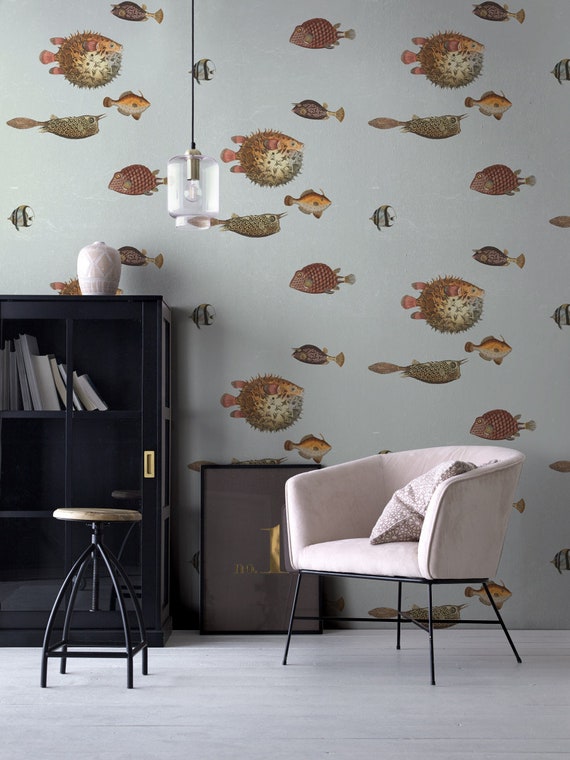 Peel and Stick Underwater Fish Mural: Removable Sea Life Wallpaper for Ocean-Themed Decor
