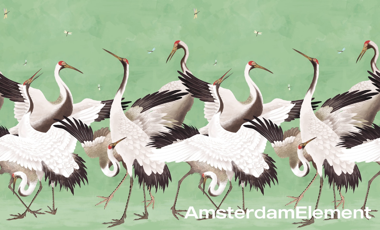 Heron Print Wallpaper All Green Removable Peel and Stick Etsy