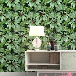 Banana Leaf Wallpaper - Removable Wallpapers - Floral Watercolor Wallpaper - Self Adhesive Wall Decal - Temporary Peel and Stick Wall Art