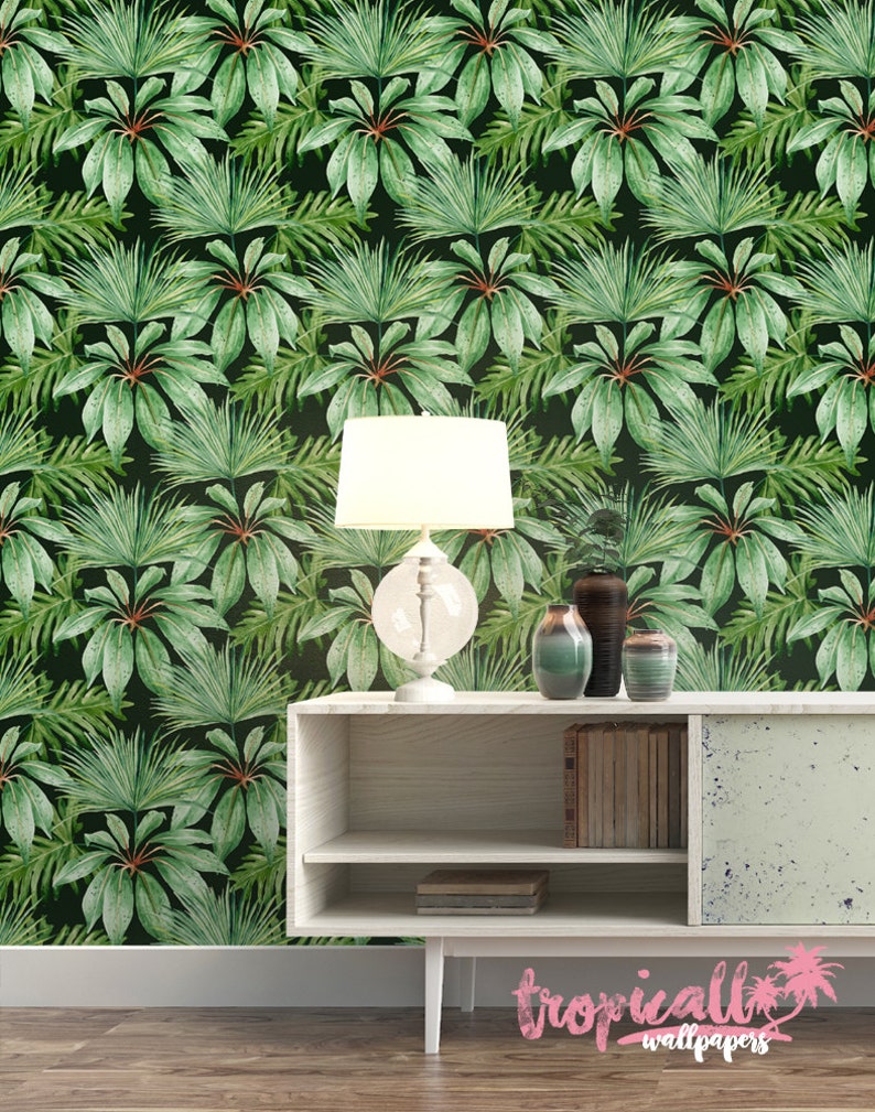 Banana Leaf Wallpaper Removable Wallpapers Floral Etsy
