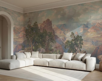 Watercolor grand canyon wallpaper mural