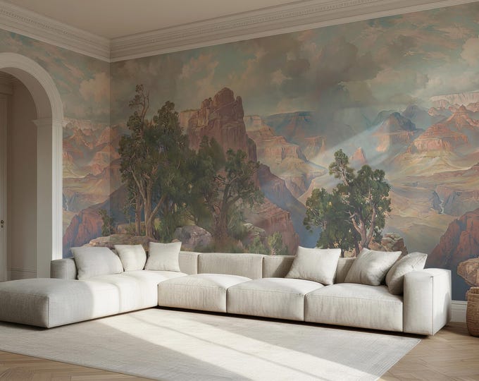Watercolor grand canyon wallpaper mural