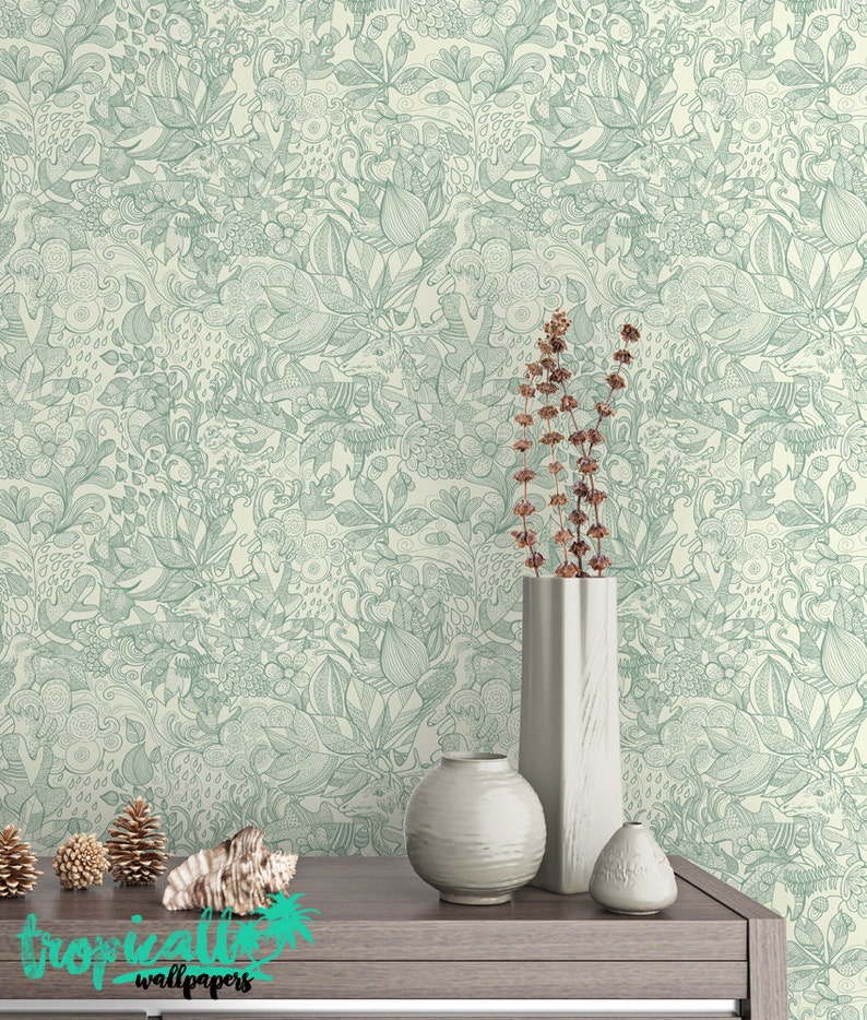 Forest Animals Pattern Wallpaper Removable Wallpaper Etsy