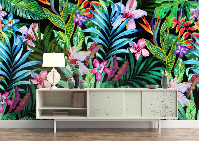 Tropical Plant Wallpaper Exotic Removable Peel and Stick Etsy UK