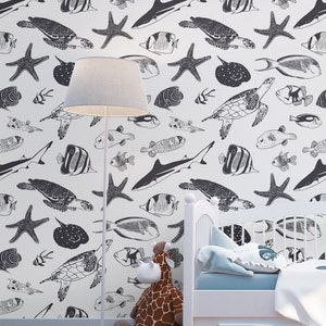 Sea Life Removable Wallpaper: Kids Nursery Wall Decor