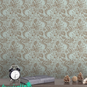 Squirrel & Forest Plants Removable Wallpaper - Exotic Wall Sticker