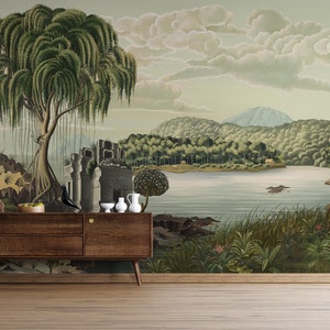 Java Forest Landscape Wallpaper Mural: Peel and Stick Wall Decor