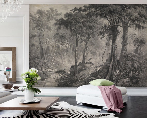 Flamingo Jungle Removable Wallpaper Peel and Stick Mural - Etsy UK Flamingo Jungle Removable Wallpaper Peel and Stick Mural - Etsy UK