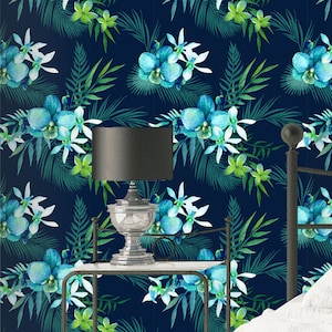 Tropical Floral Palm Leaf Wallpaper - Exotic Removable Wall Sticker