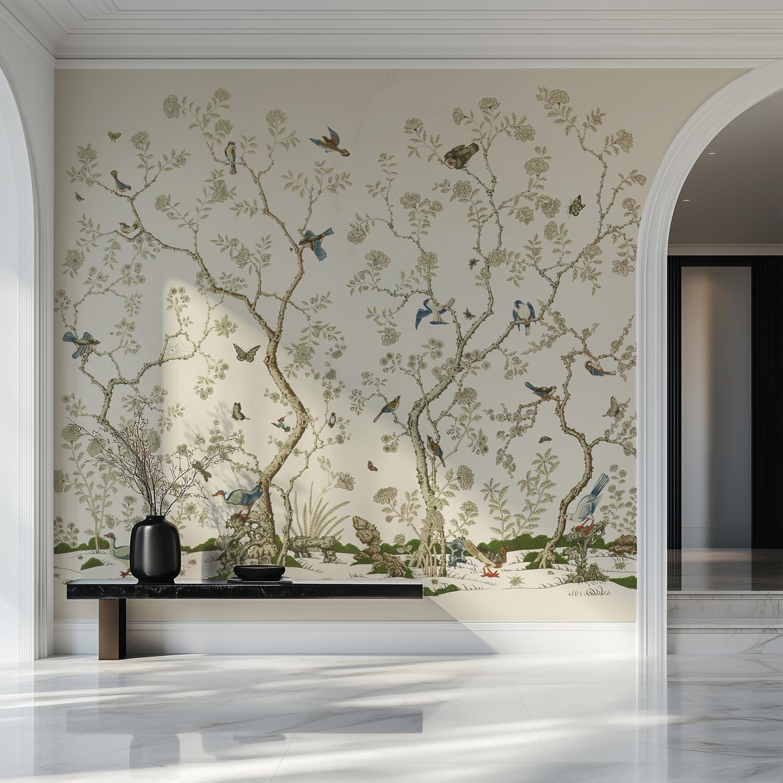 Vintage Chinoiserie Cherry Blossom Wall Mural: Ducks & Doves - Etsy