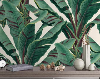 Green Banana Leaf Wallpaper | Tropical Botanical Wall Decor