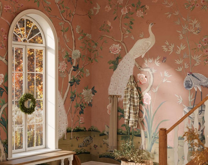Peacock Chinoiserie Wallpaper