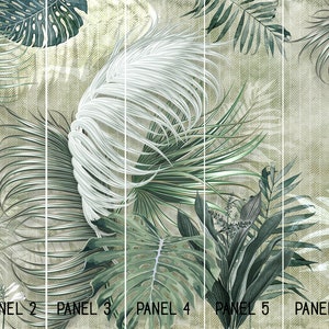 Seamless floral palm leaf wallpaper, removable floral wall decals, tropical wallpaper wall stickers, floral wallpaper print, jungle mural image 3