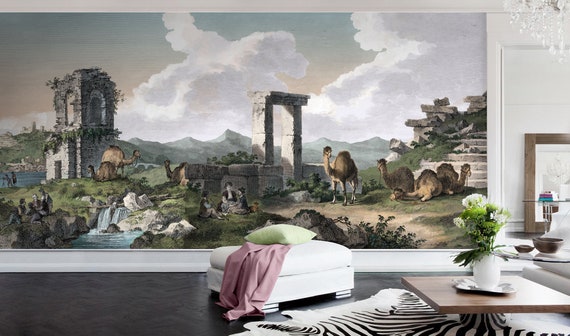 Papier peint panoramique amovible Mural, Grèce Paysage Paysage