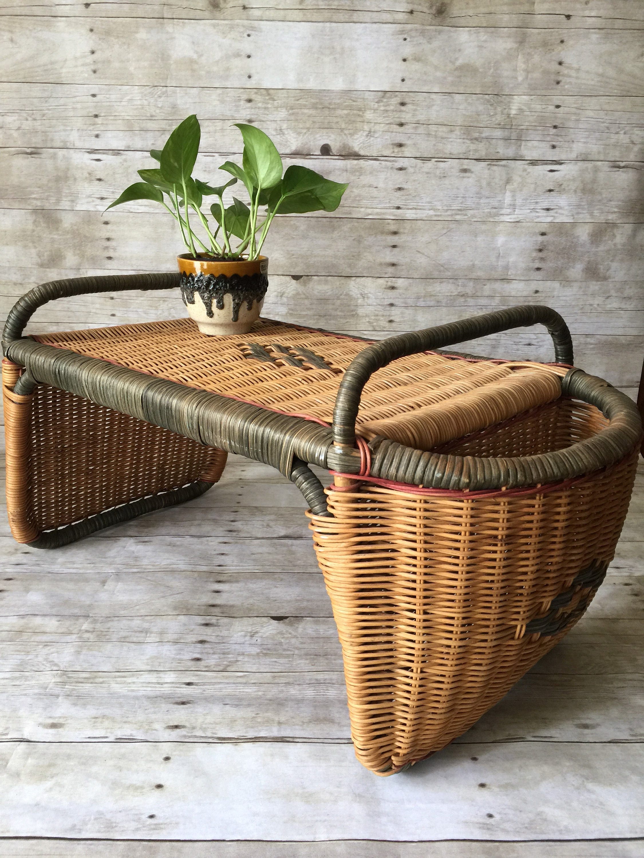 Vintage Wicker Bed Tray Table Etsy