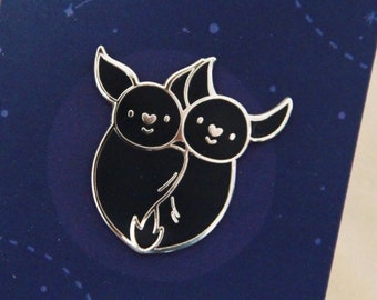 Bats Cuddling Enamel Pin