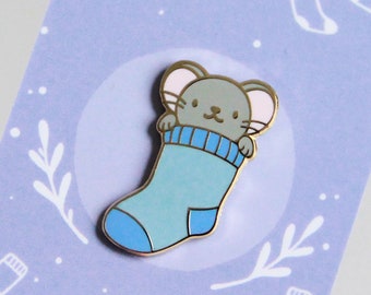 Mouse in a Sock Enamel Pin