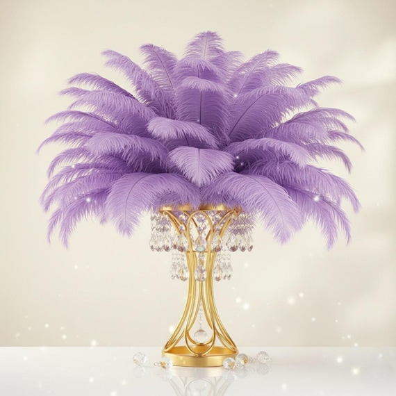 Lavender Ostrich Feathers: Wedding Centerpiece Vase Decorations