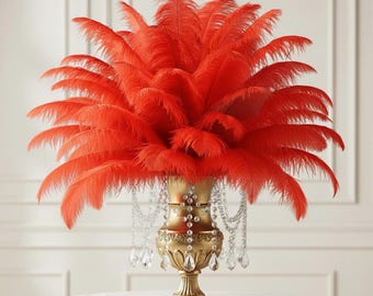 Red Ostrich Feathers: Wedding Centerpiece Decorations