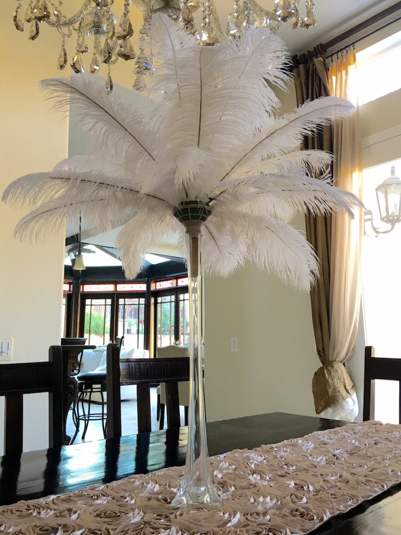 White Ostrich Feathers Plumes, DRABS 13 to 16 inch, 1 to 100 Pcs. USA Store.Centerpieces,Samba,Carnival,Mardi Gras,Weddings,Burlesque image 2