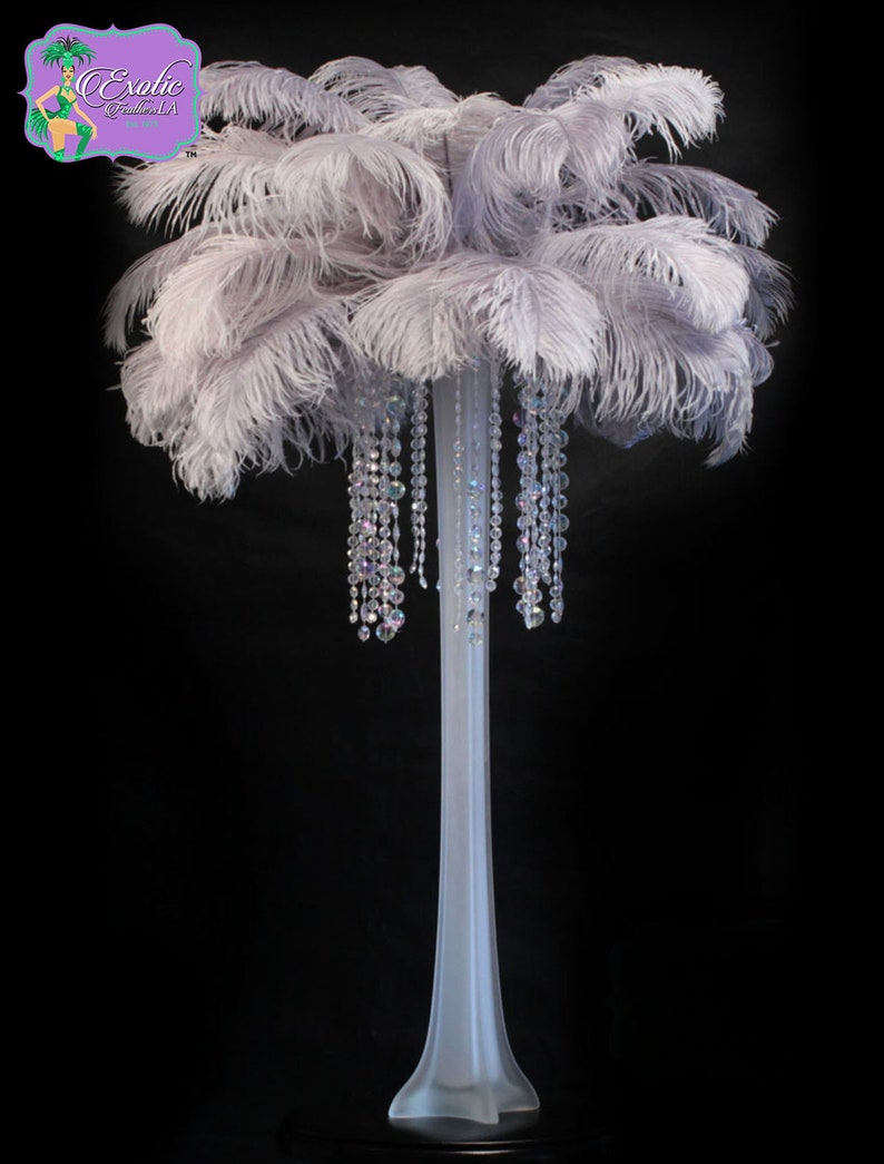 USA Shop SILVER/GREY Ostrich Feathers 13 to 18 inches long. Ostrich Tail Centerpiece Feathers image 1