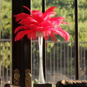 Special Sale U.S.A. 1-100 Pcs. RED Ostrich Feathers 11-14 long. Feather Centerpiece, Wedding, Quinceañera, Roaring 20's,Table centerpiece, image 2