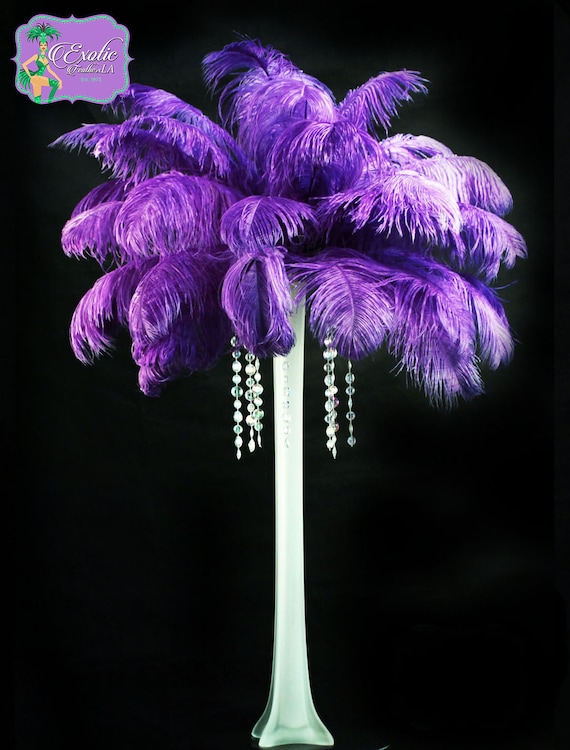 purple ostrich feather centerpieces