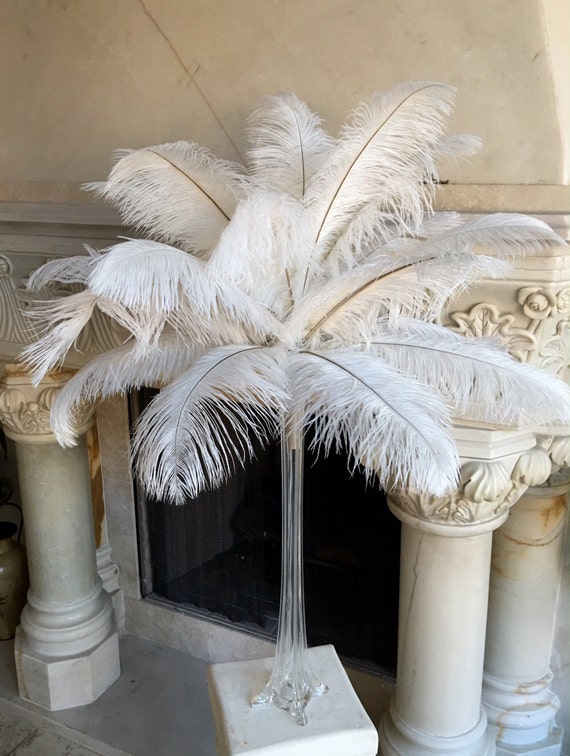 100pieces White Ostrich Feathers for Wedding Centerpieces 