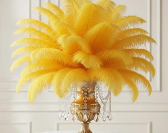 Golden Yellow Ostrich Feathers: 9-14" Carnival Costume Centerpiece