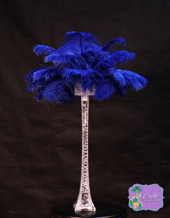 royal blue feather centerpieces