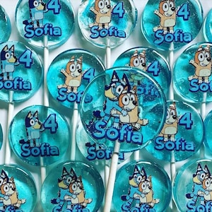 SUCETTES BLEUES, sucettes chien bleu, décoration de fête dessin animé bleu talon