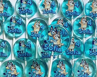 BLUEY LOLLIPOPS, Blue Dog Lollipops, Blue Heeler Cartoon Party Decor