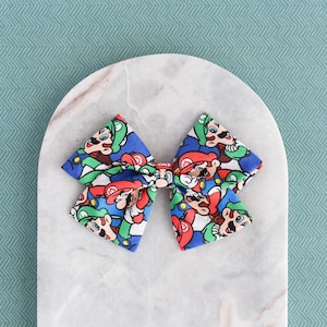 Super Mario & Luigi Baby Bow, Mario Bros Headbands, Hair Bow, Toddler Hair Clips, Hair Bow Headband, Fabric Hair b, Hair Accessory